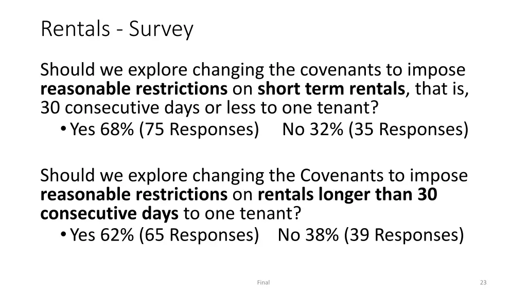 rentals survey