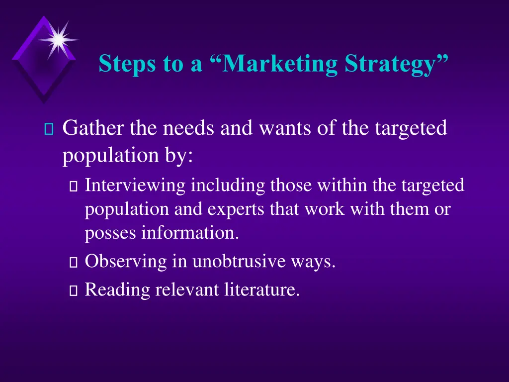 steps to a marketing strategy