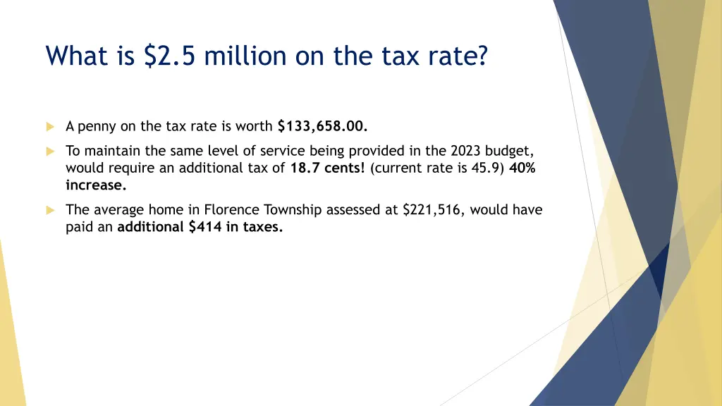 what is 2 5 million on the tax rate