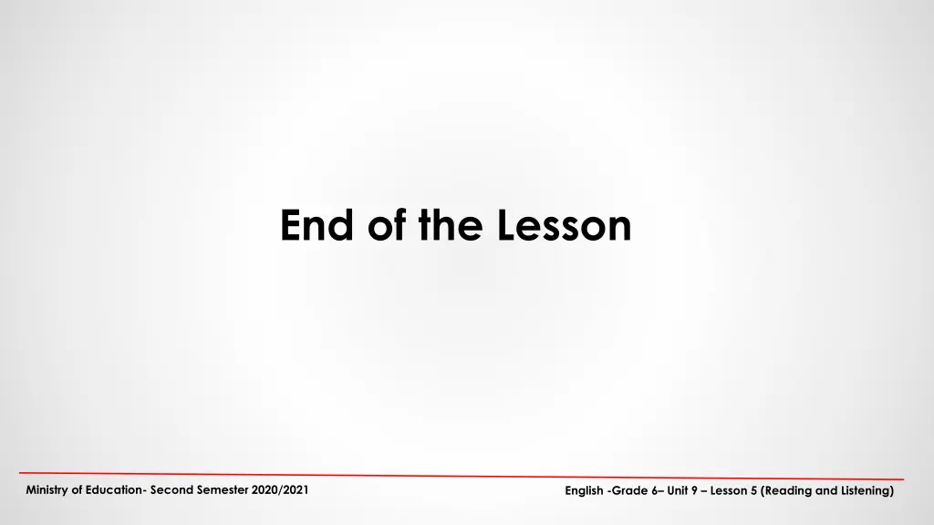 end of the lesson