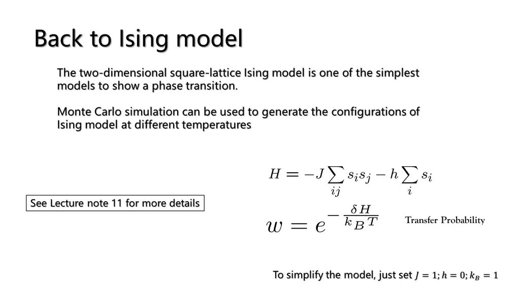 back to ising model