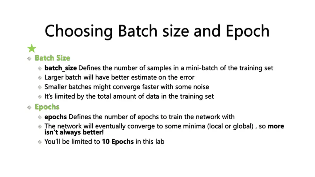 choosing batch size and epoch