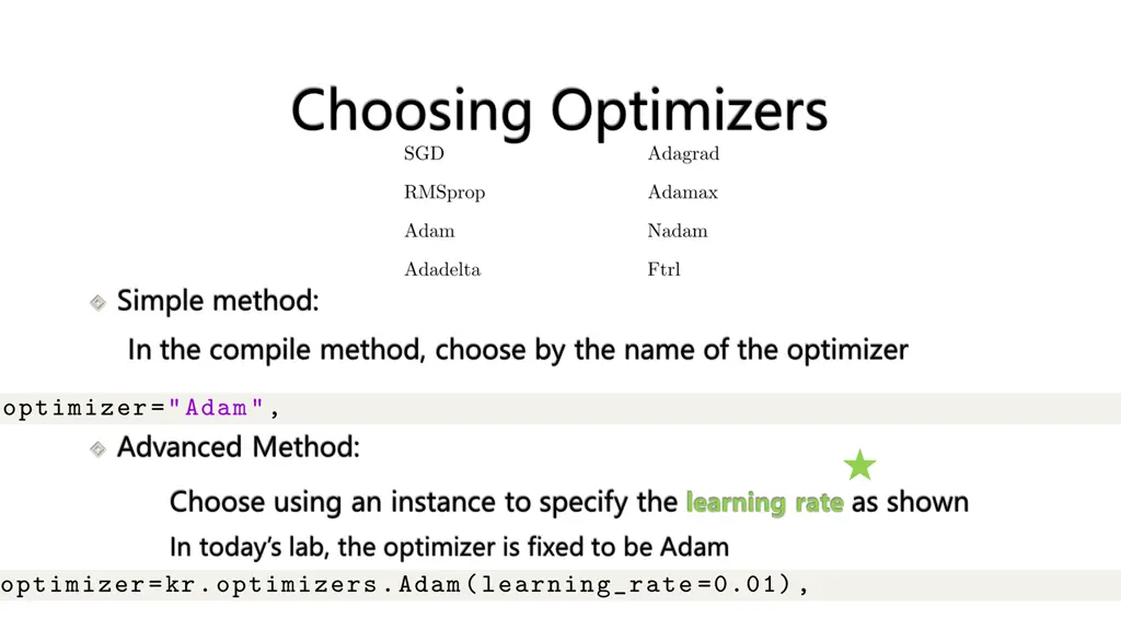 choosing optimizers