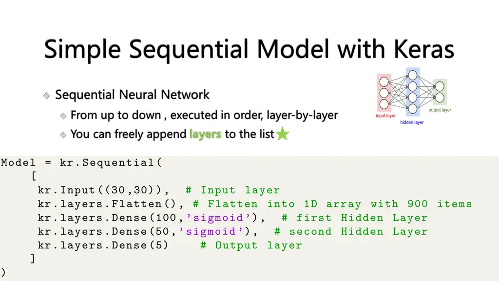 simple sequential model with keras