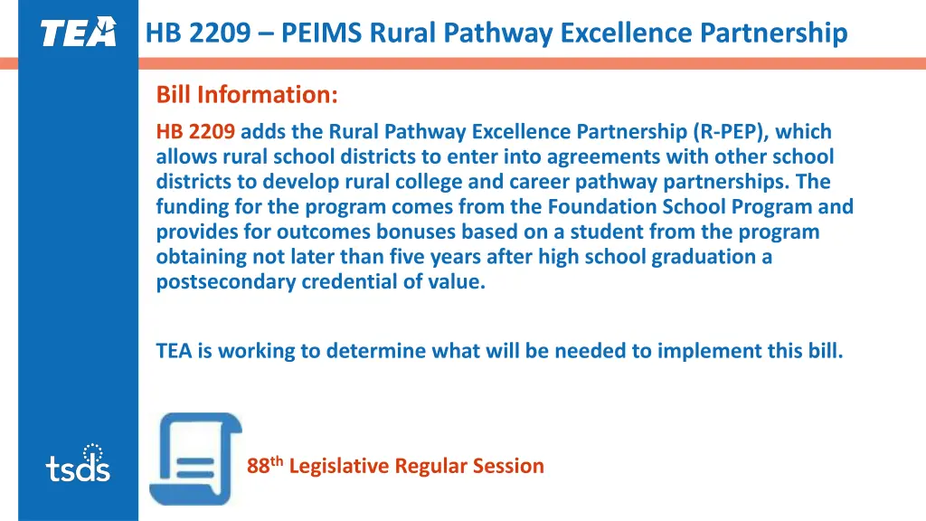 hb 2209 peims rural pathway excellence partnership