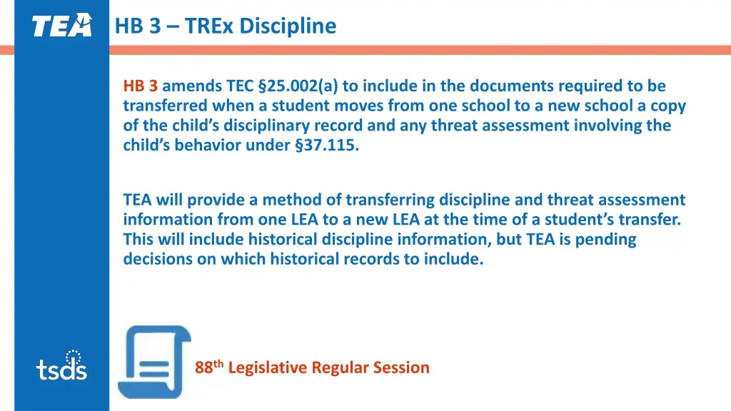 hb 3 trex discipline