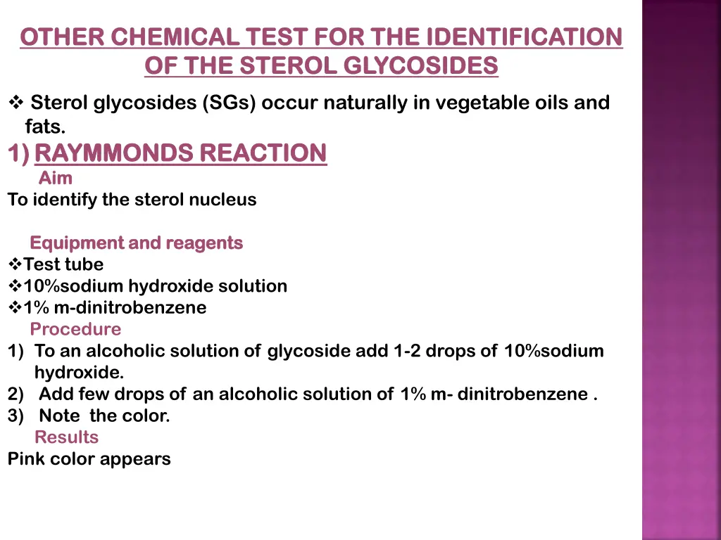 other chemical test for the identification other
