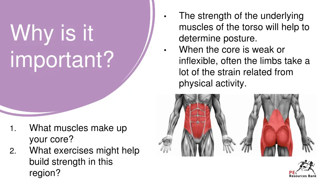 the strength of the underlying muscles