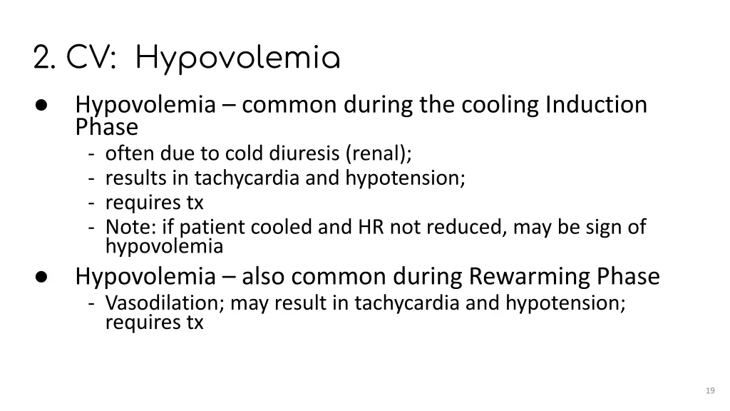 2 cv hypovolemia