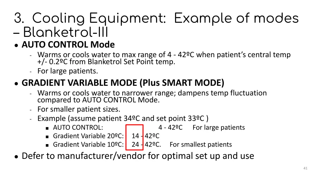 3 cooling equipment example of modes blanketrol