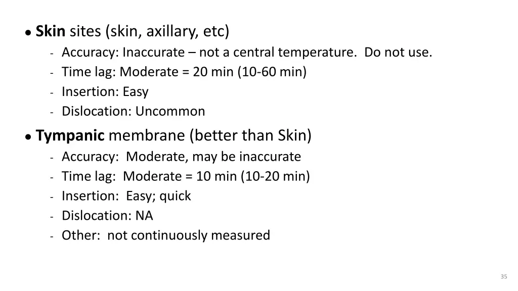 skin sites skin axillary etc accuracy inaccurate