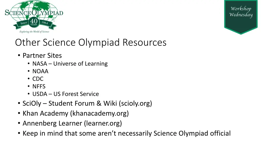 other science olympiad resources partner sites
