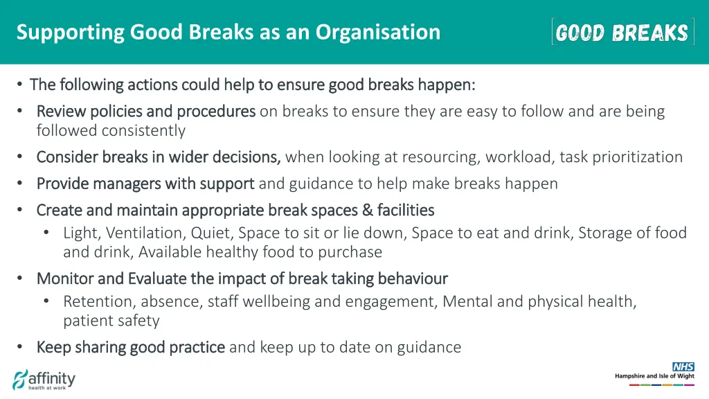 supporting good breaks as an organisation