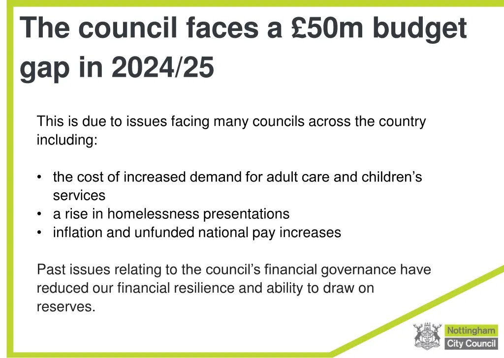 the council faces a 50m budget gap in 2024 25