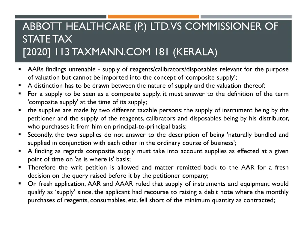 abbott healthcare p ltd vs commissioner of state 1