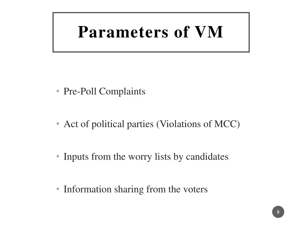 parameters of vm