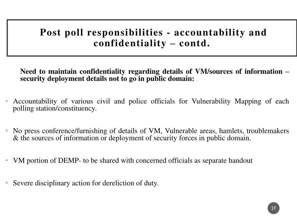 post poll responsibilities accountability