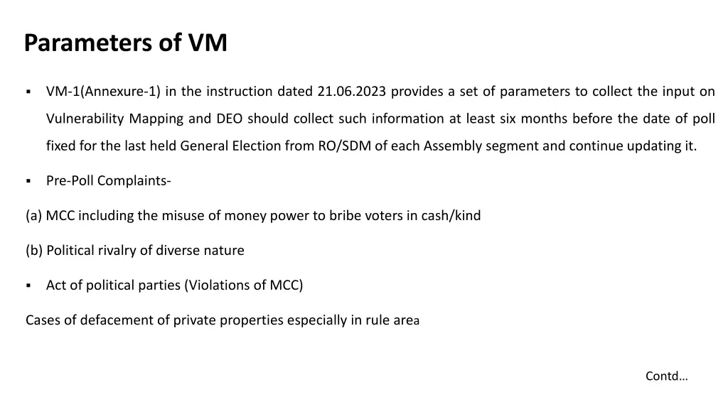 parameters of vm