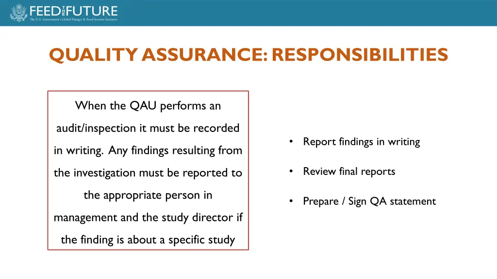 quality assurance responsibilities 1