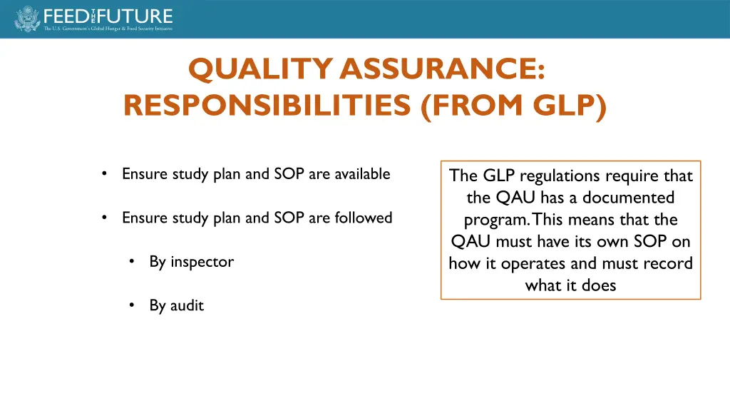 quality assurance responsibilities from glp