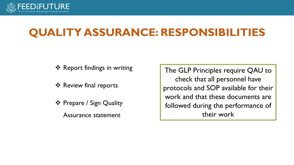 quality assurance responsibilities