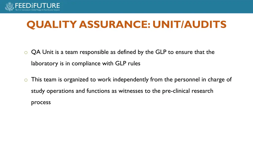 quality assurance unit audits