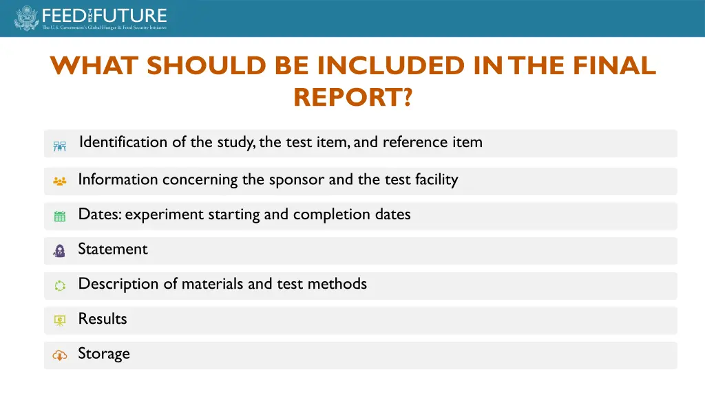 what should be included in the final report