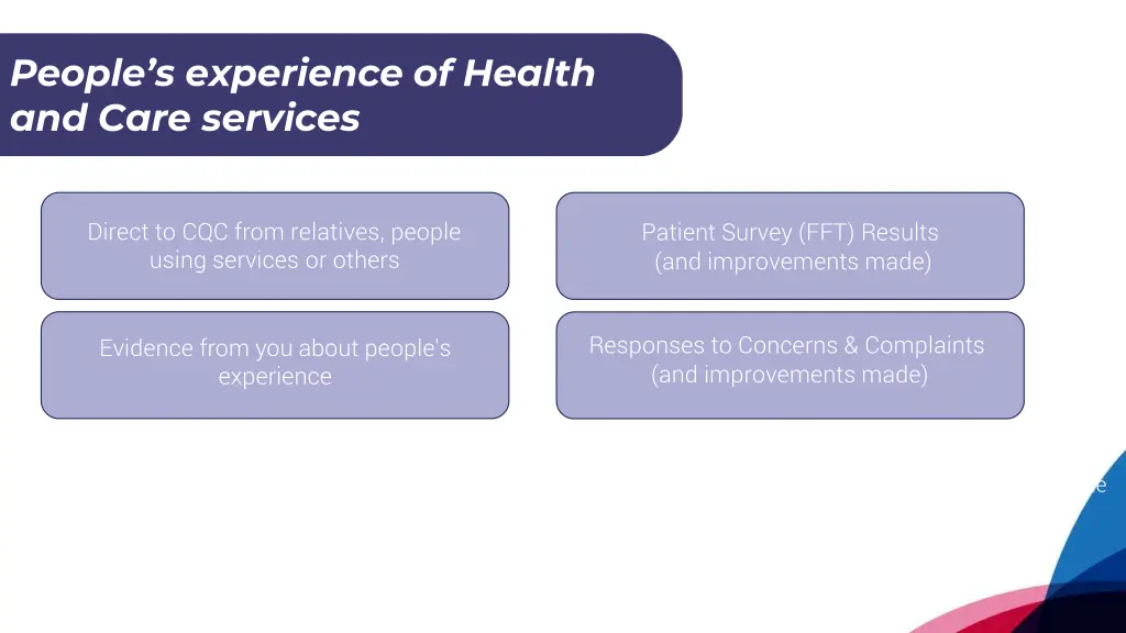 people s experience of health and care services