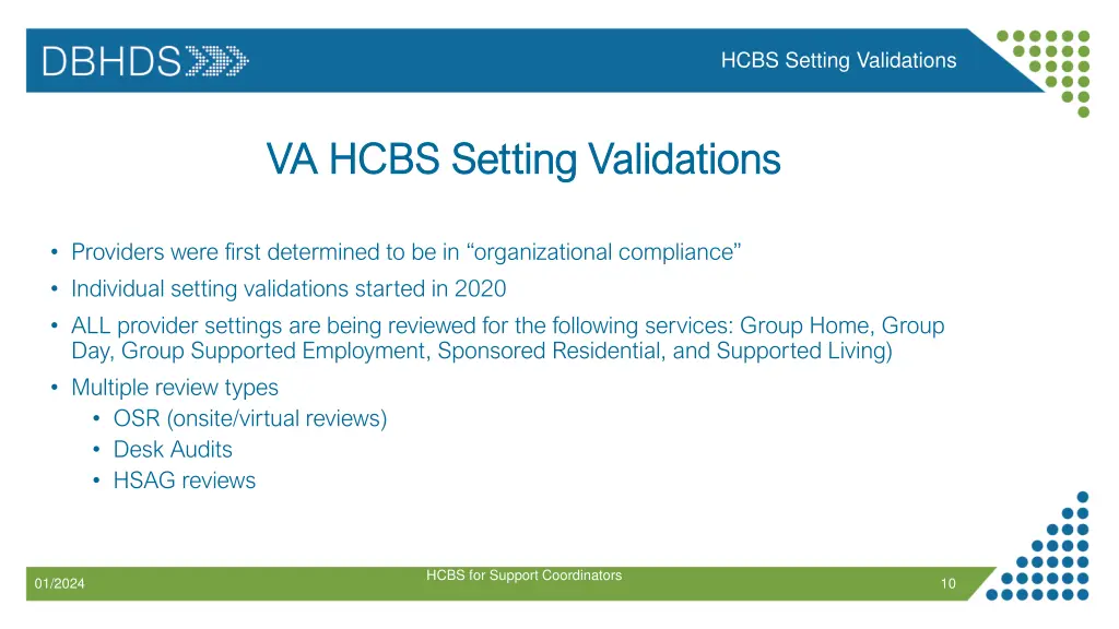 hcbs setting validations