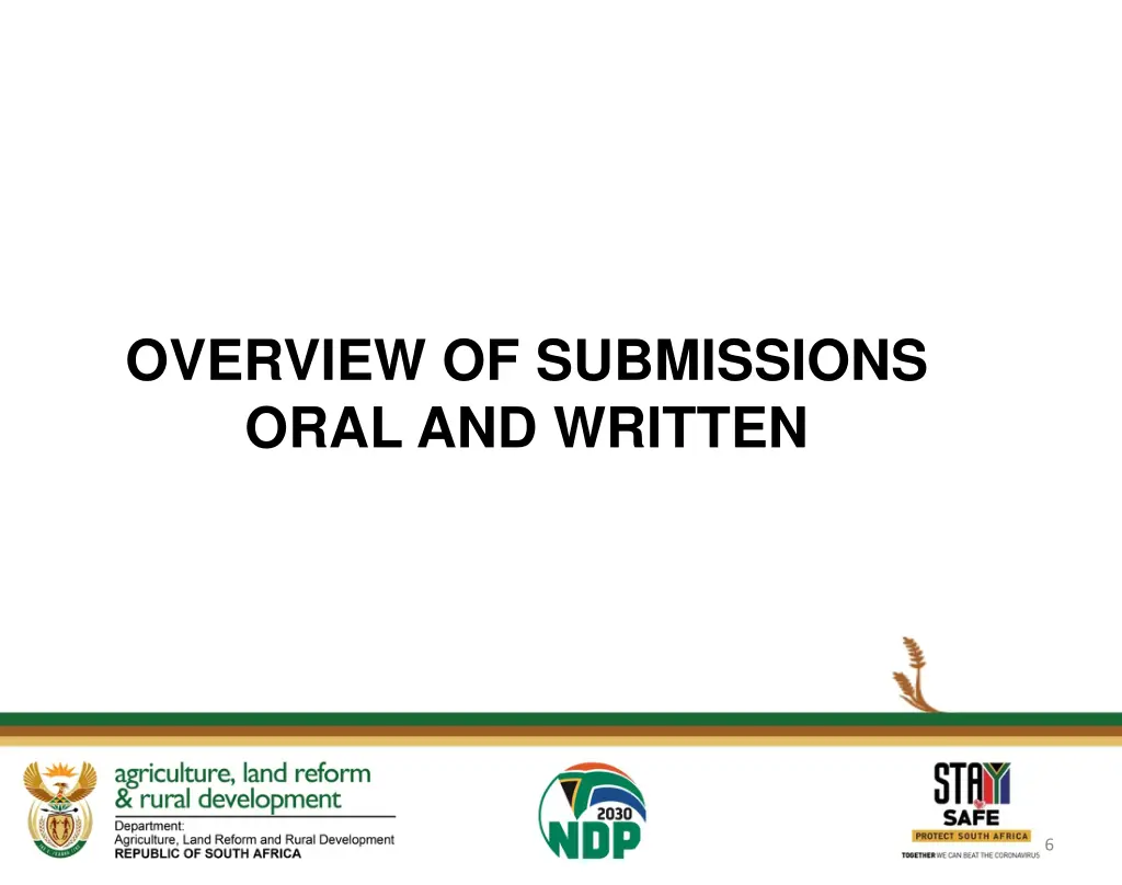 overview of submissions oral and written