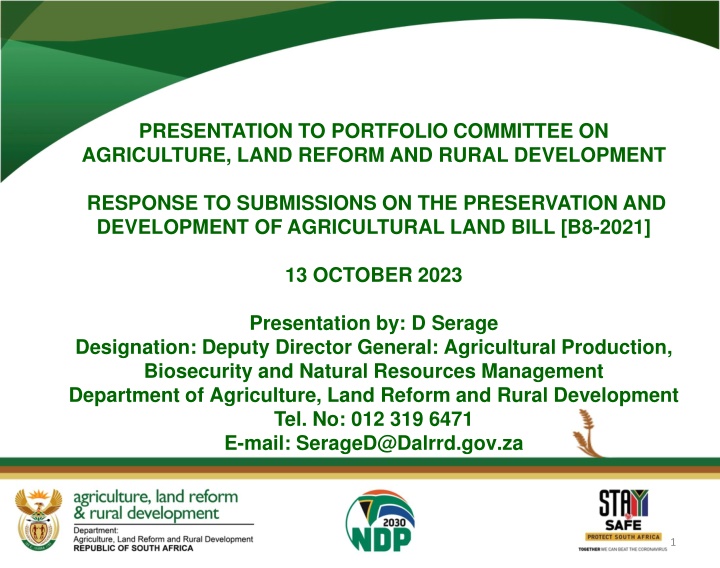 presentation to portfolio committee