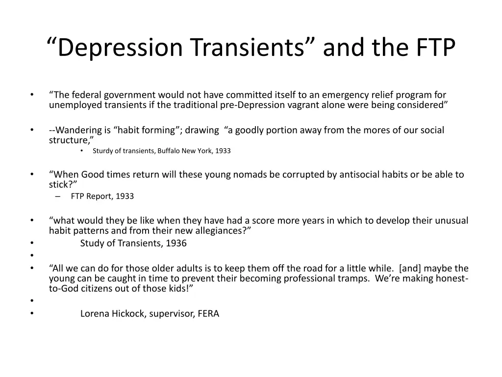 depression transients and the ftp