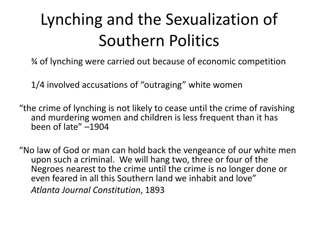 lynching and the sexualization of southern