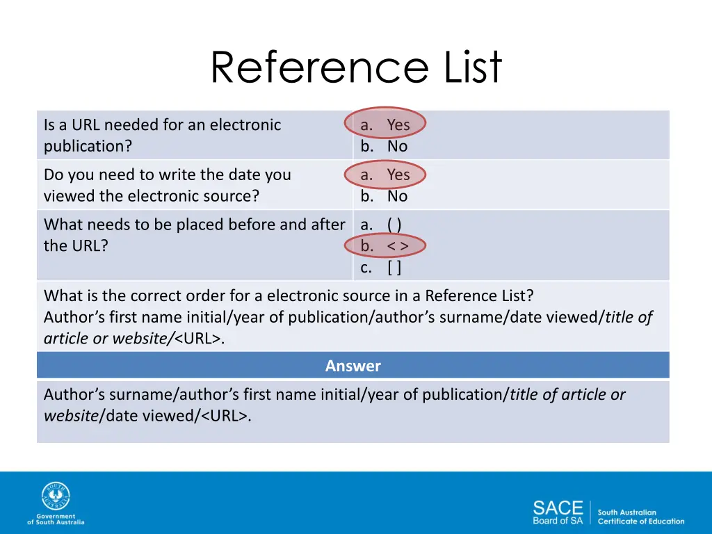 reference list 1