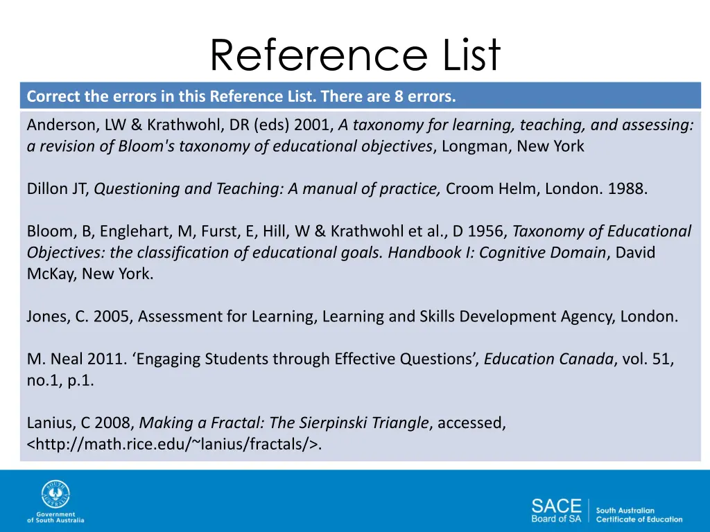 reference list 2