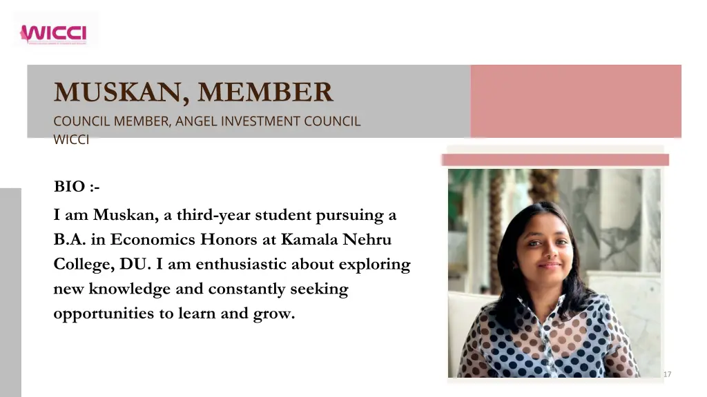 muskan member council member angel investment