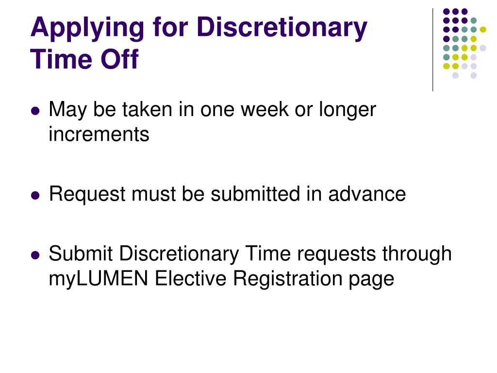 applying for discretionary time off