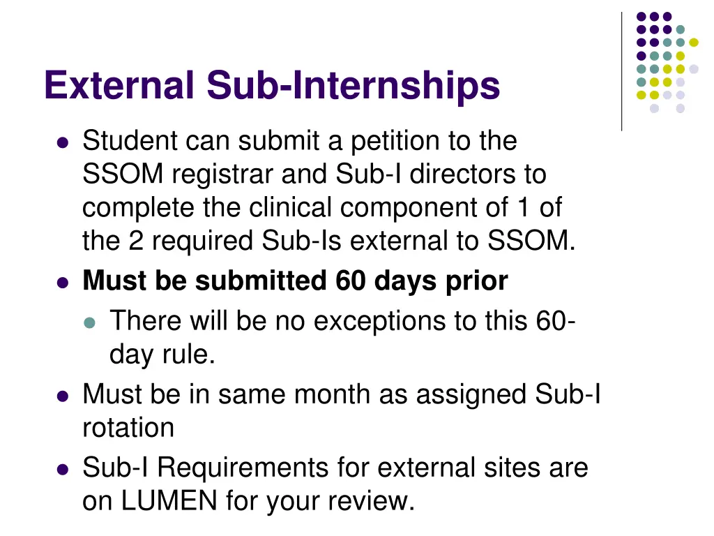 external sub internships