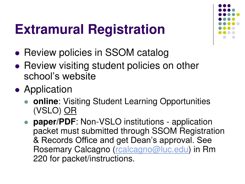 extramural registration