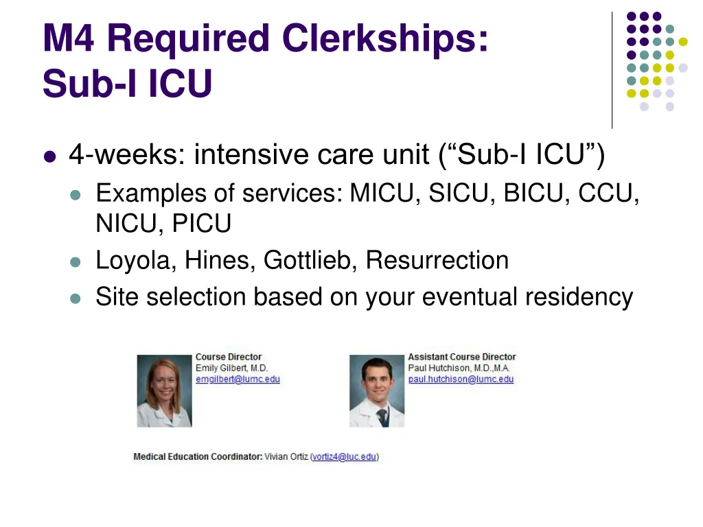 m4 required clerkships sub i icu