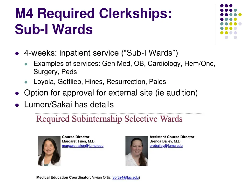 m4 required clerkships sub i wards