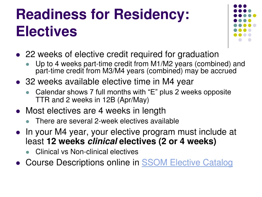 readiness for residency electives 1