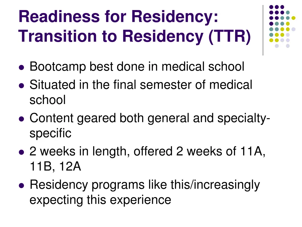readiness for residency transition to residency