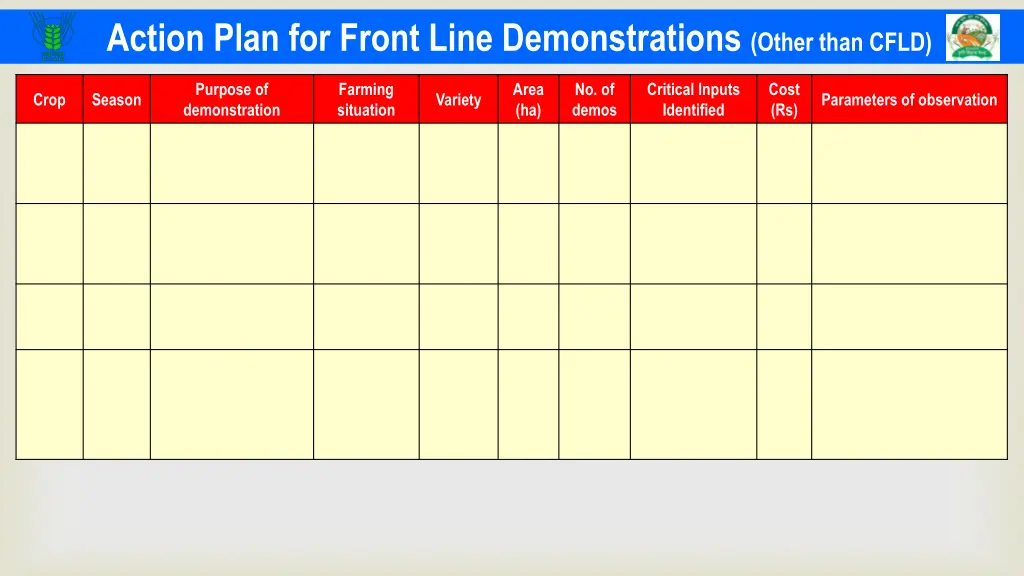 action plan for front line demonstrations other