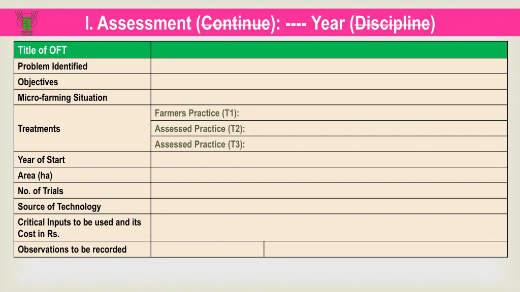 i assessment continue year discipline