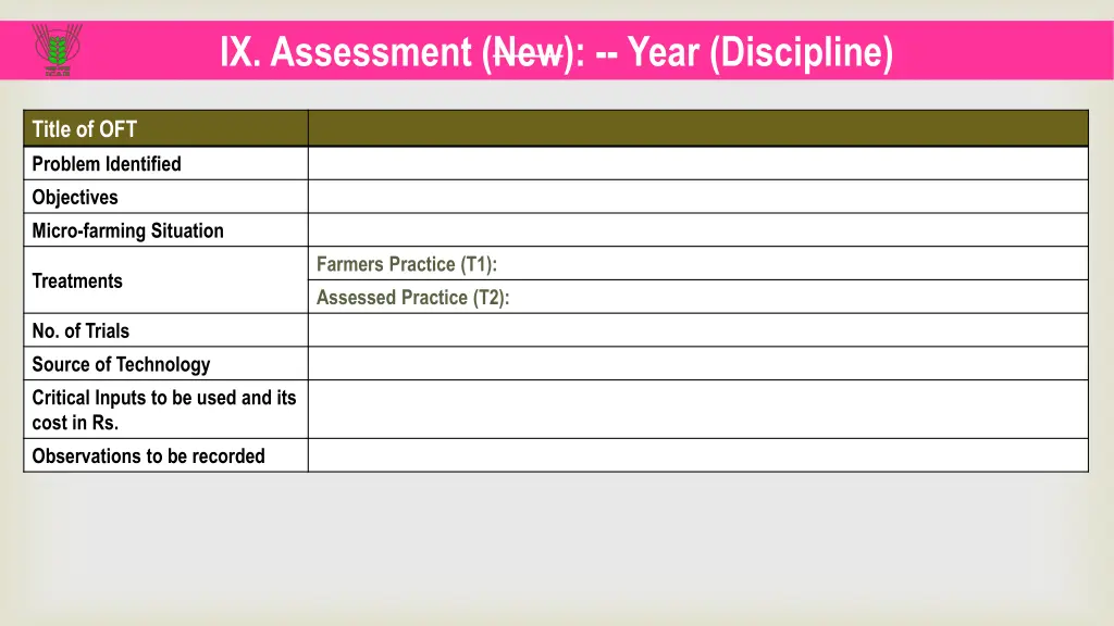 ix assessment new year discipline
