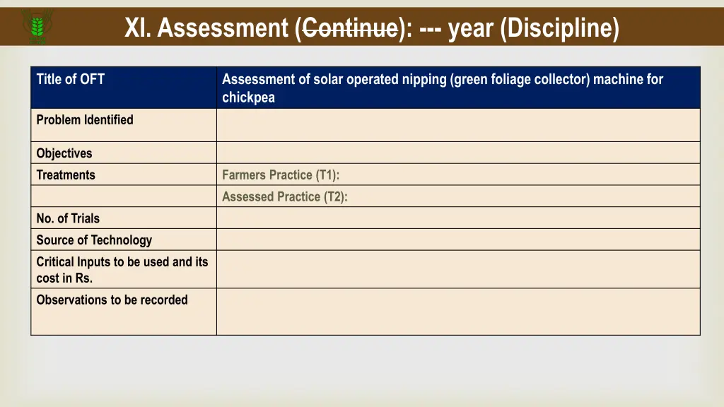 xi assessment continue year discipline