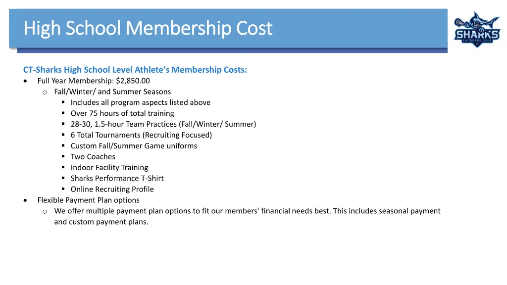 high school membership cost high school