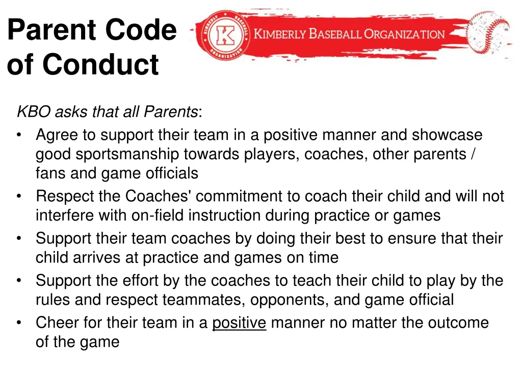 parent code of conduct