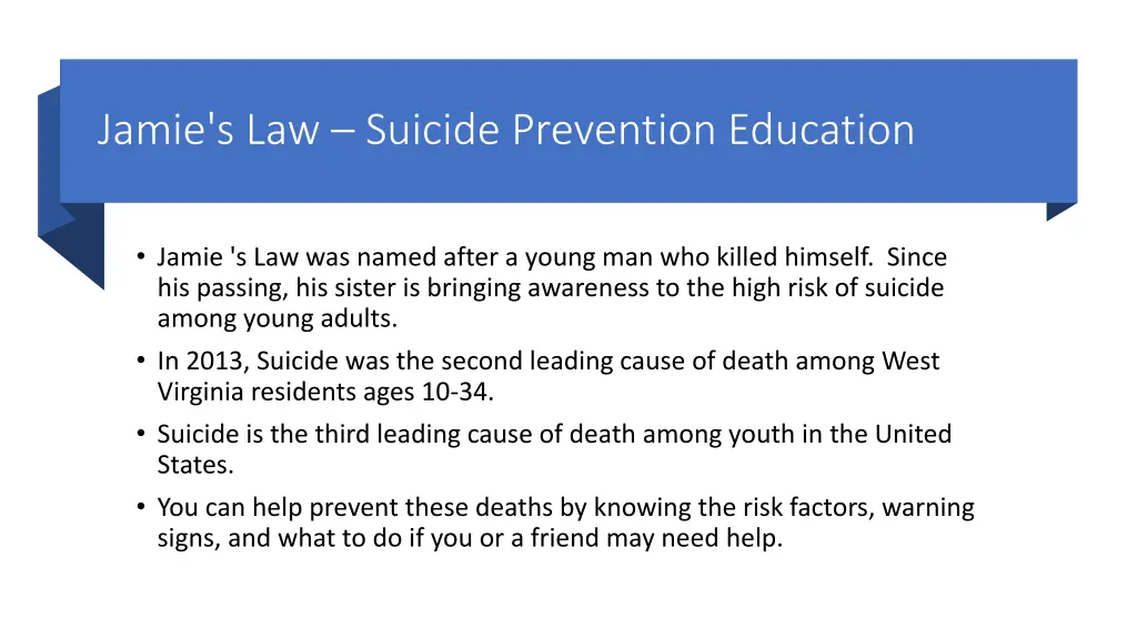 jamie s law suicide prevention education